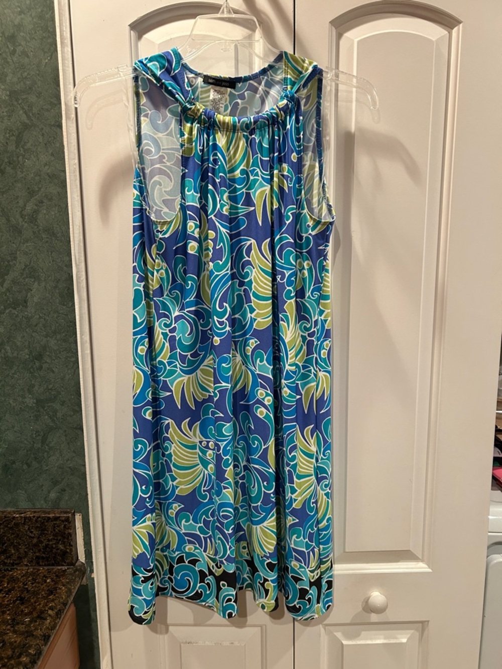 Sleeveless Blue Floral-Print Summer Dress